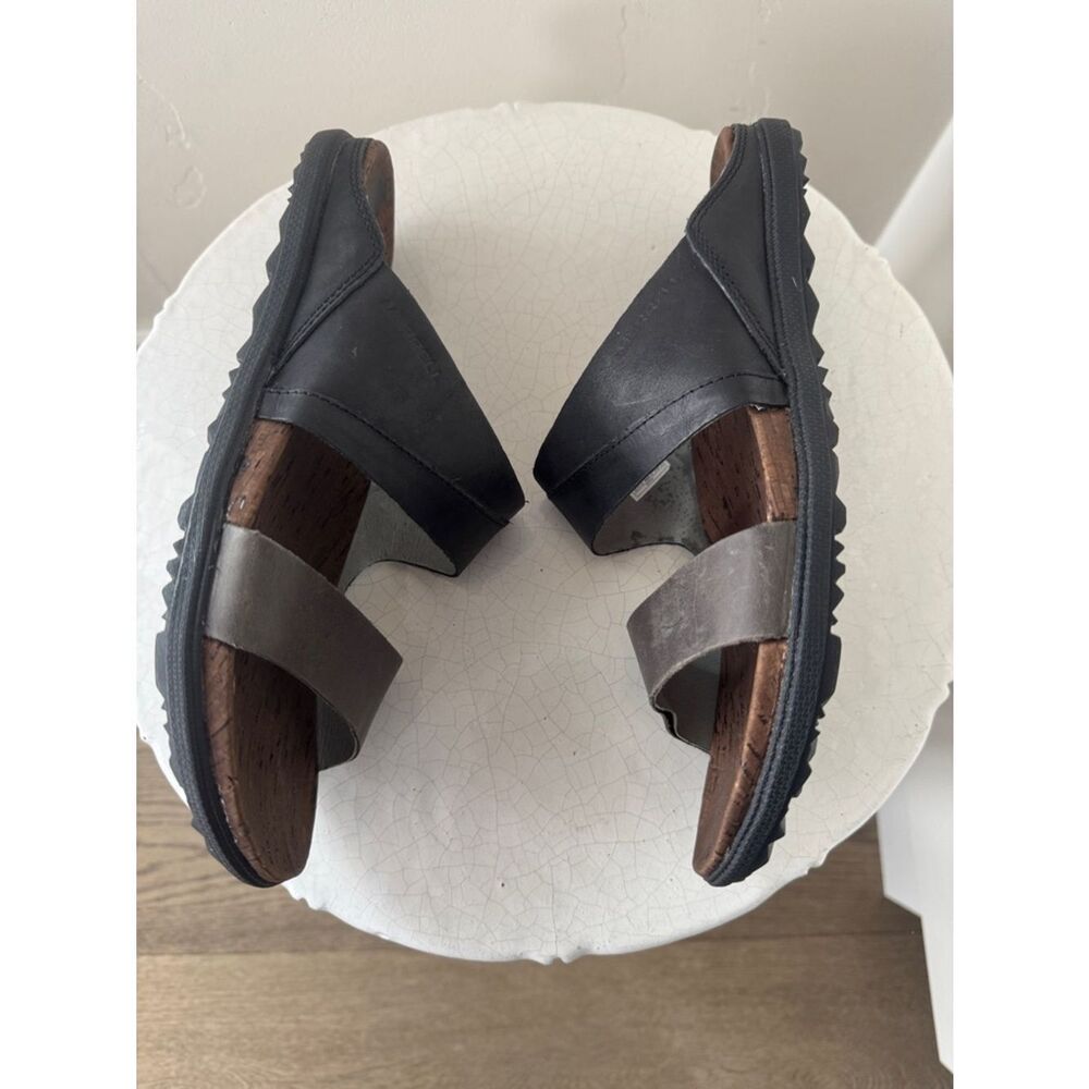 Merrell Around Town Black Leather Two-Strap Slide Sandal Casual Comfortable Sz 9 - Picture 4 of 12